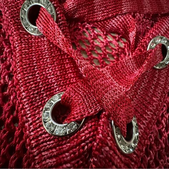 INC International Concepts Women's Small Diamond Lace Up Tie Long sleeve - Picture 2 of 14